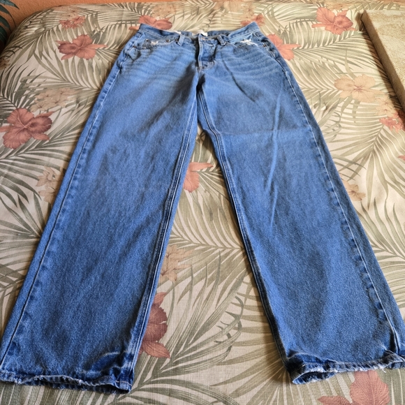3/$25 Universal Thread Mid Rise 90s Baggy Blue Jeans Button Fly 8 Cotton Denim - Picture 2 of 11